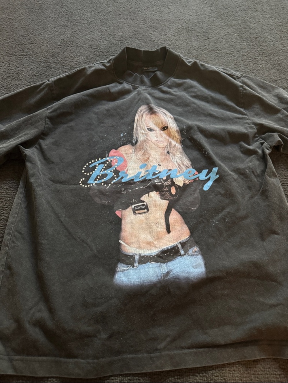 Britney Graphic Sweatshirt in Black with Blue Script balenciaga-like
